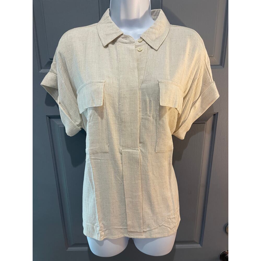 Simply Vera Vera Wang Linen-Blend Textured Short Sleeve Top – Size L